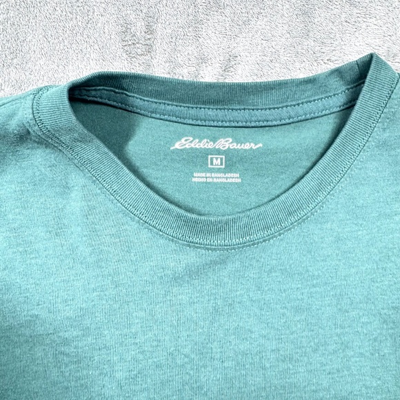 Eddie Bauer Men’s M Long Sleeve Crewneck Shirt Teal Seafoam Green Casual Tee - Picture 3 of 9